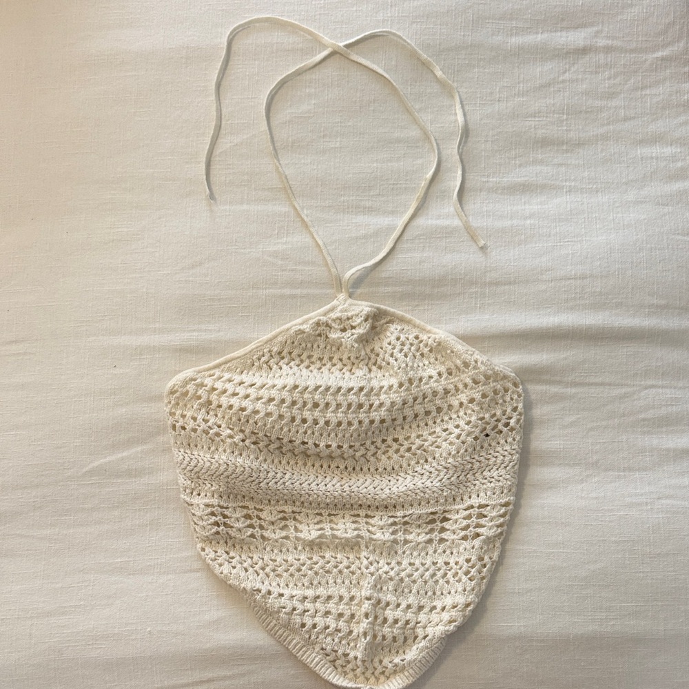 Abercrombie & fitch Crochet Halter Top in Cream